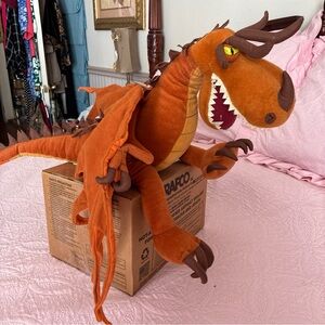 Fiery Dragon Plush Toy - Orange and Brown